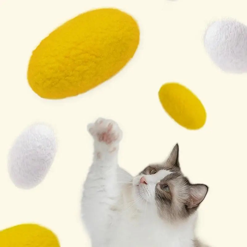 6pcs Pet Toys Balls Natural Silk Cocoon Toys For Cats Pet Cat Interactive Chasing Worm Cocoon Ball Toys Interactive Kitten Toys