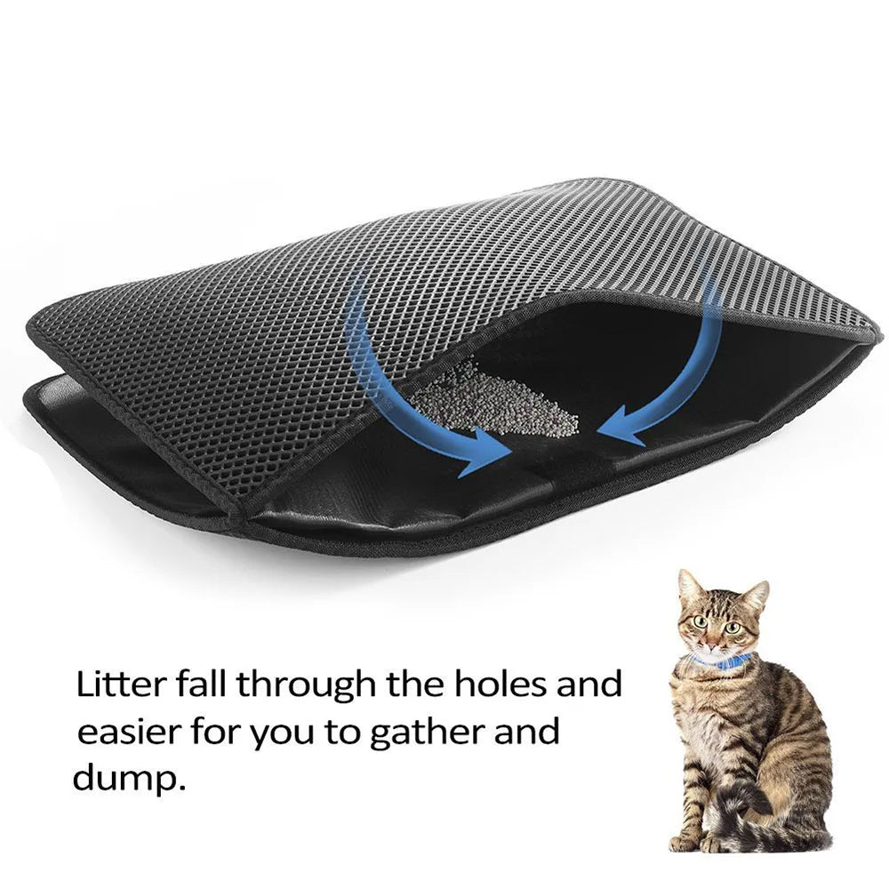 Pet Cat Litter Mat Waterproof Double Layer Pet Litter Box Mat Non-slip Sand Cat Pad Washable Bed Mat Clean Pad Products for Cat