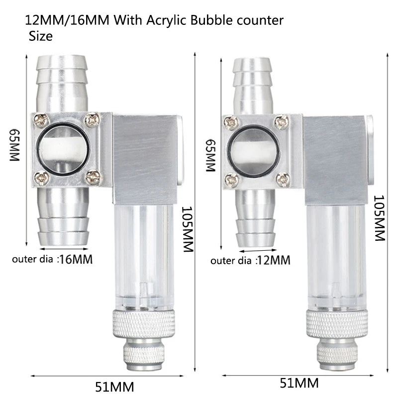 Metal Aquarium CO2 External atomizer, with bubble counter atomizer, super diffuser outside the fish tank, for aquatic plants
