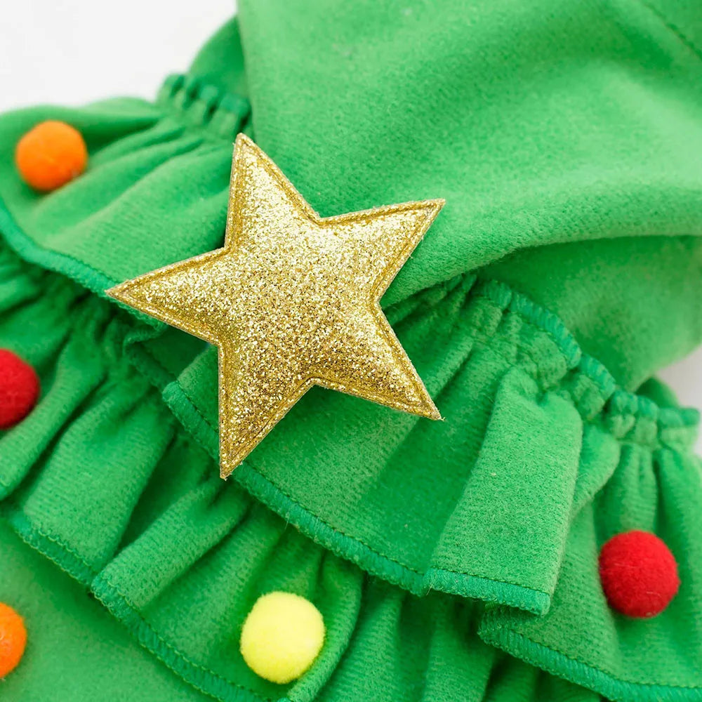 Pet Cat Dog Christmas Costumes Xmas Cloak with Stars and Pompons Christmas Cape Festive Pet Apparel Clothing for Small Dogs Cats