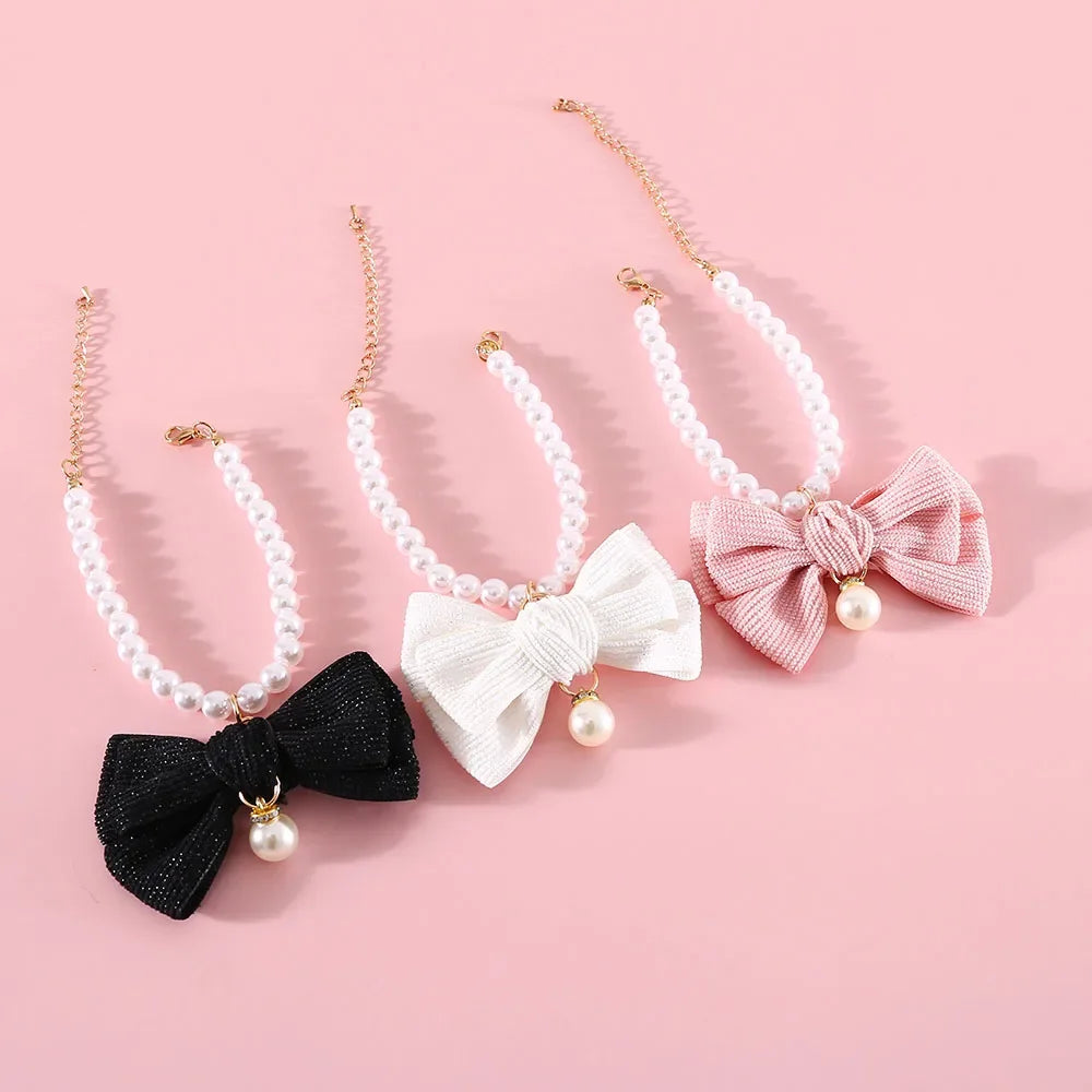 Dog Pearls Necklace Jewelry for Small Dog Puppy Cat Wedding Collar Chihuahua Yorkie Girl Pet Clothes Costume Outfits Accessories
