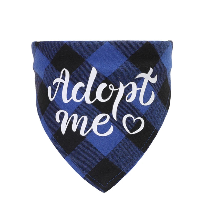 Adopt Me Dog Bandanas Plaid Dog Bandana Adjustable Dog Scarf Bibs Scarf Set for Dog Cat Pet Animals