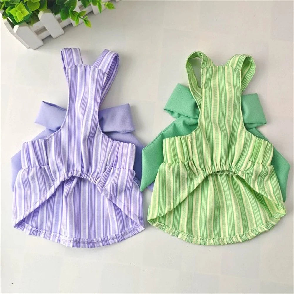 Summer Puppy Dog Skirt Dress with Buckle Sweet Stripe Pet Clothes for Small Dogs Pinscher Maltese mascotas Dresses disfraz perro