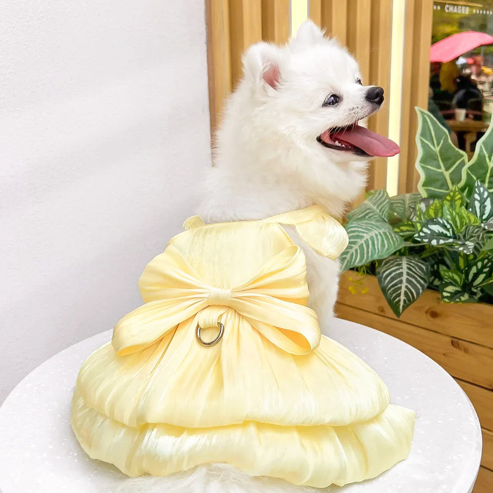 Summer Pet Dog Skirt Puppy Striped Butterfly Skirt Princess Baby Dog Wedding Midi Dress Cat Skirt Shih Tzu Dog Clothes for Party