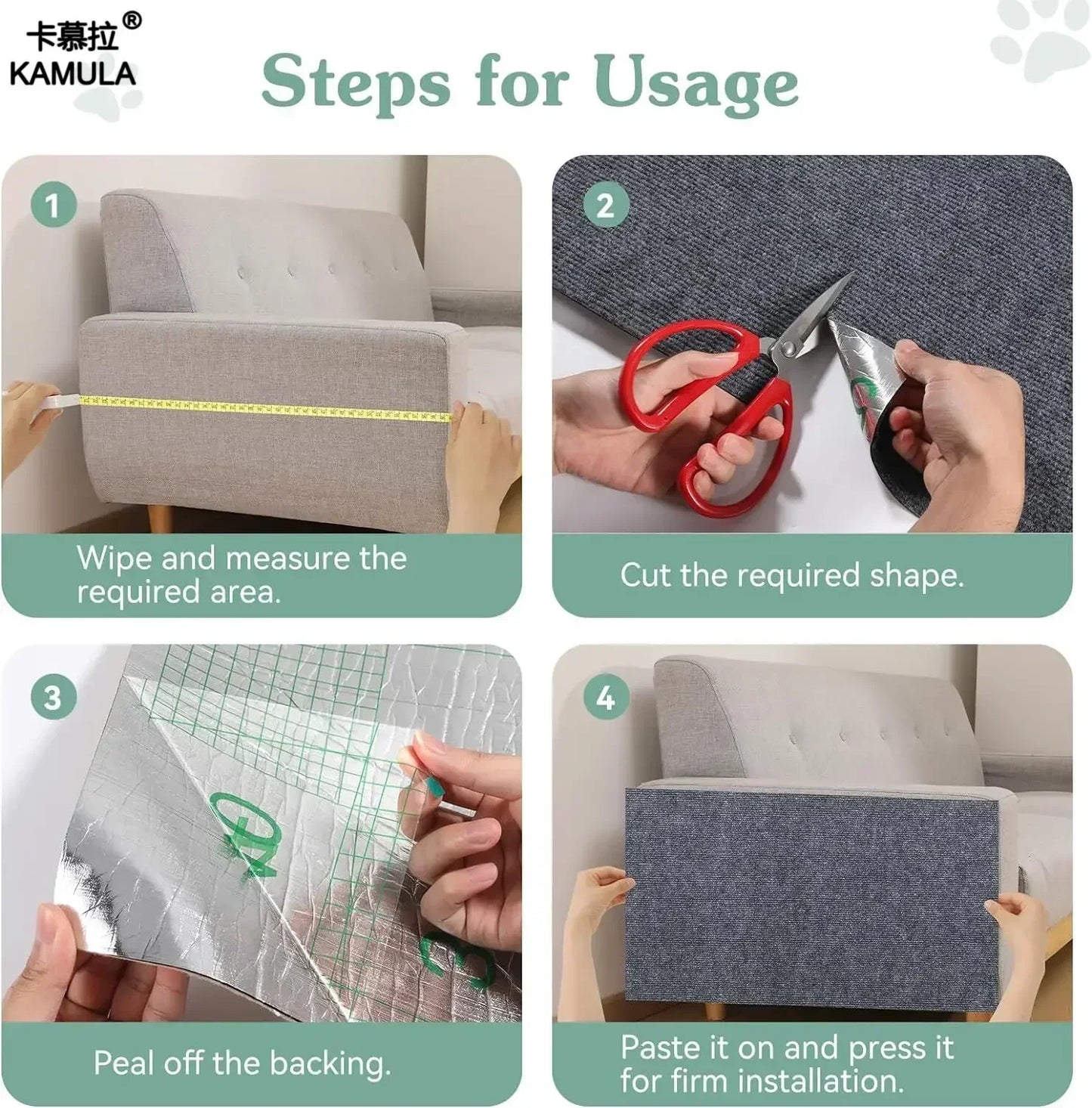 Wall Anti Cat Scratch Sofa DIY Cats Scratch Board Sofa Protection Paws Sharpen Trimmable Self-adhesive Carpet Cats Scratch Board