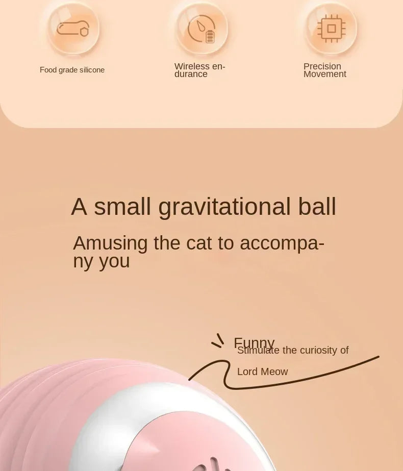 Funny Cat Ball Pet Toy Ball Gravity Rolling Ball Cat Self-Happiness Ball Bite-resistant and Boredom Relieving Automatic Rolling