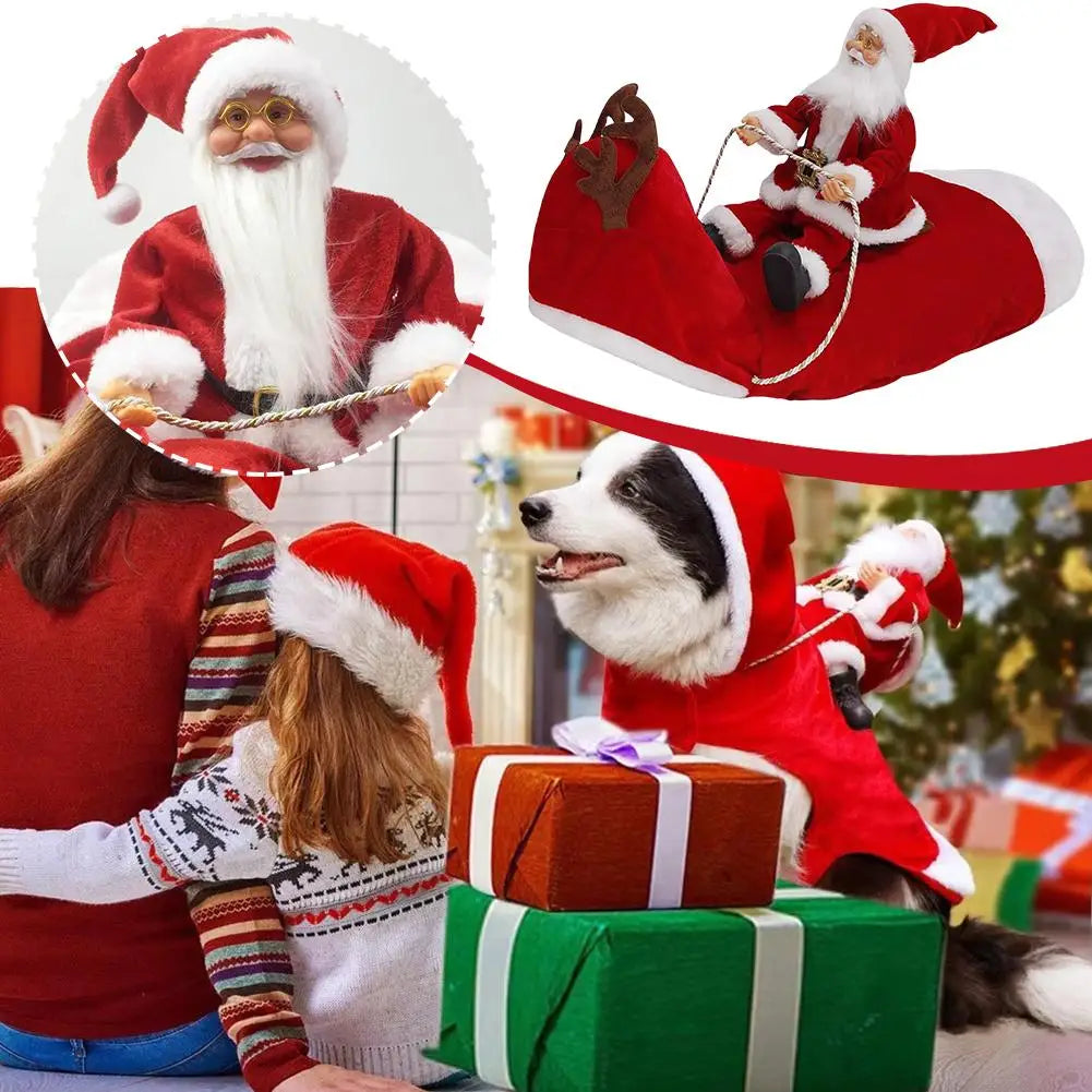 Creative Christmas Pet Clothes Old Man Riding Costume Christmas Atmosphere Funny Supplies Cats And Dogs Pet Winter Clothes