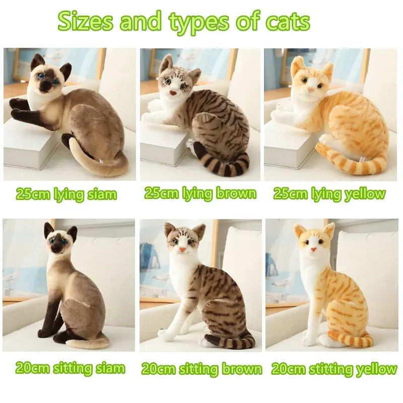 Stuffed Siame Cats Plush Toy 20/25cm Simulation American Shorthair Cute Cat Pet Toys Lifelike Home Decor Birthday Gift