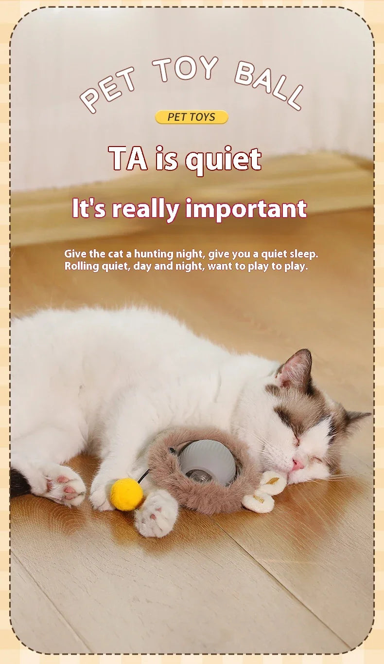 New Smart Cat Dog Toys Automatic Rolling Ball Fake Tail Rechargeable Electric Cat Bite Resistant Interactive Toy Pet Products