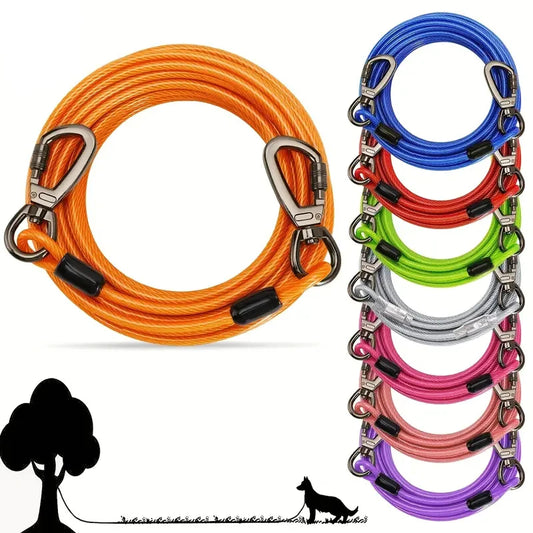 Steel Wire Dog Tie Out Cable, Dog Runner for Yard, Durable Superior Clips, Pink Dog Chains, 10-50ft