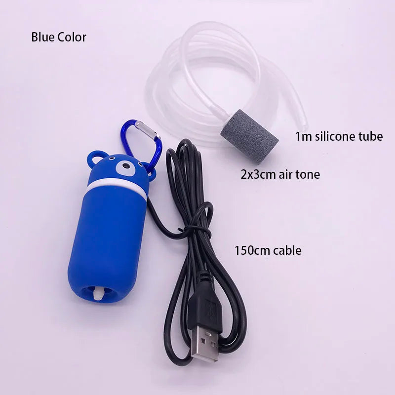 New Aquarium Mini USB Oxygen Air Pump With Stone Accessories Check Valve Mute Hose Energy Saving Supplies Fish Tank Accessories
