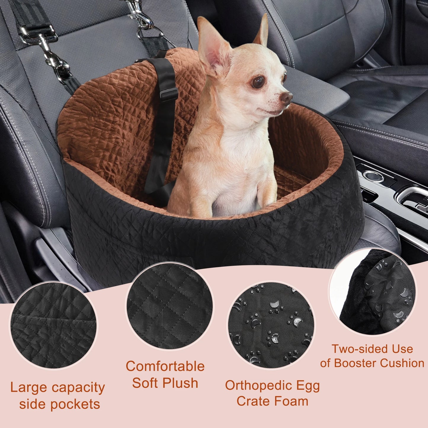 UXCELL Fashion Dog Car Seat Casual Solid Dog Beds Mats for Small Medium Dog Removable Safe Comfortable Travel Dog Supplies