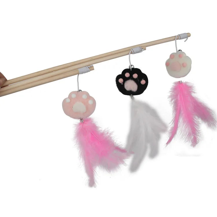 Cat Toy Cat Teaser Sticks Cat Toys Cat Claws Cat Sticks Wooden Poles Feathers Bells Cats Hi Interactive Pet Products.