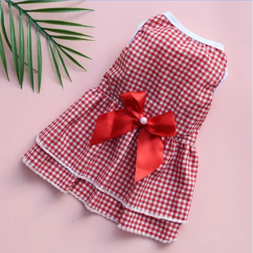 2024 New Crystal Bowknot Lovely Dog Skirt Pet Cloth Summer Cool Breathable Butterfly Dog Dress Clothing For Small Medium Dogs