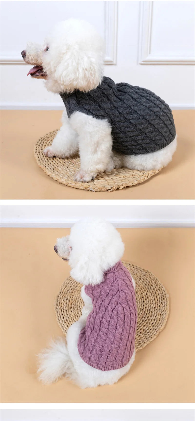 Teddy Bear Small Dog Clothes Solid Color Warm Winter Sweaters for Cats Lightweight Knitting Vest Leisure Outdoor Pet Overalls