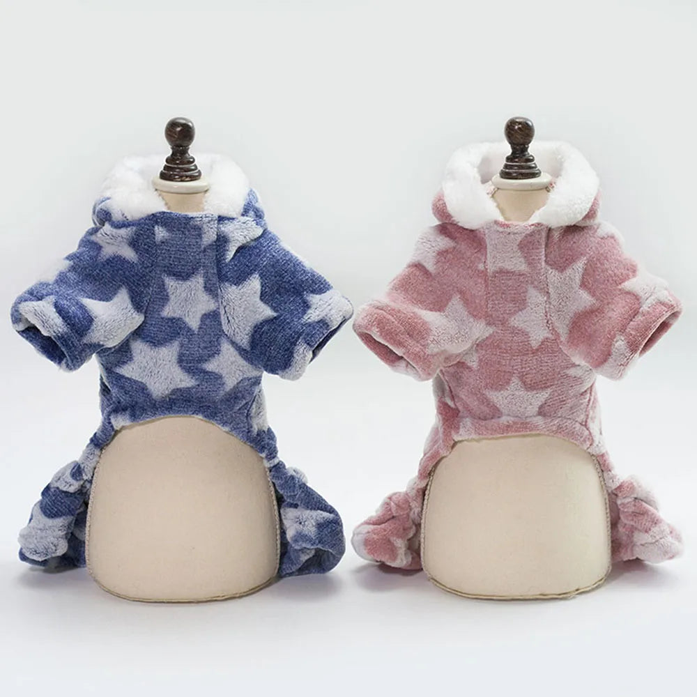 Soft Dog Pajamas Pjs Small Dogs Sweater Warm Doggy Winter Clothes Puppy Jumpsuit Flannel Onesie for Chihuahua Pet Cat Clothing