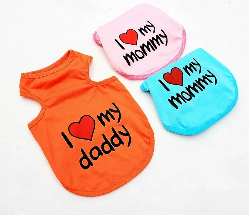 Cute Paw Printed Heart Love Design Small Dog Vest Clothes Summer Spring TShirts For Dogs Costume Puppy Dog Accessories Chihuahua