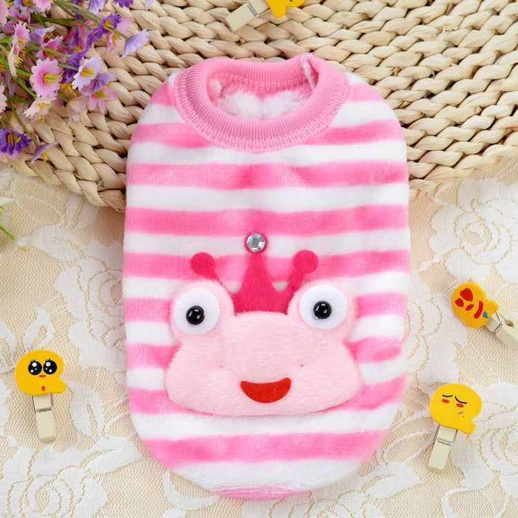 Cartoon Puppy Clothes Winter Warm Flannel Dog Vest Cat Bunny Chihuahua Sweater Cute Soft Mini Pet Apparel for Pig Rabbit Ferret