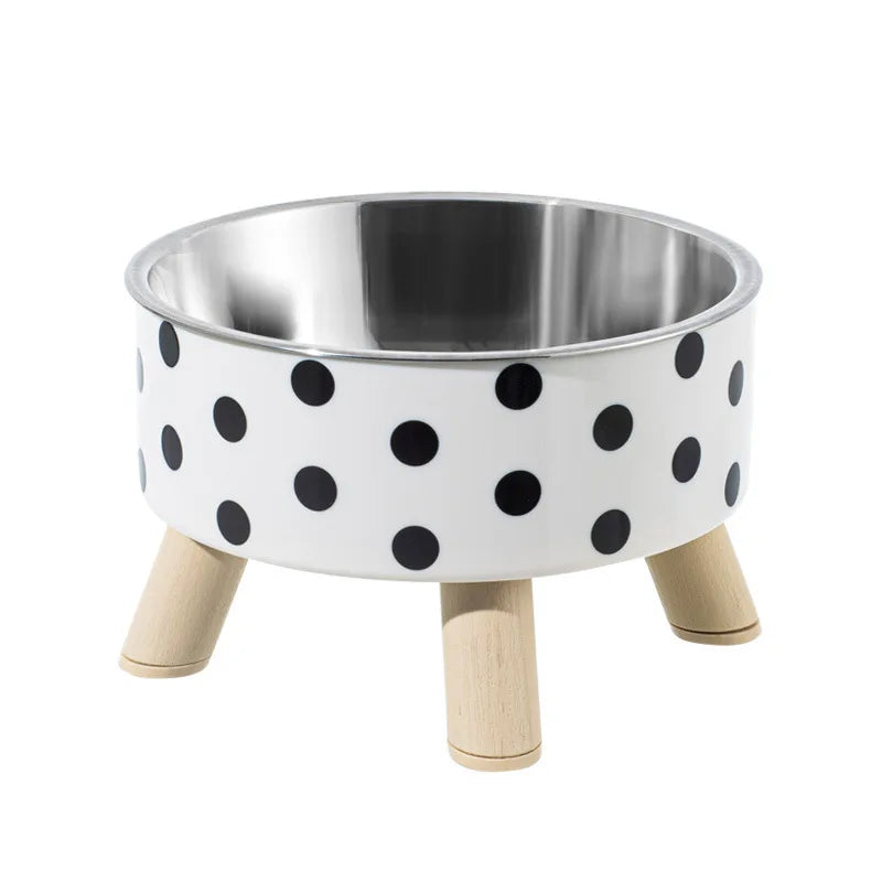 Stainless Steel Dog Bowl, Anti-knock Pet Bowl, Plastic Cat Bowl, High-footed Neck Dog Rice Bowl, Large-capacity Cat Food Bowl