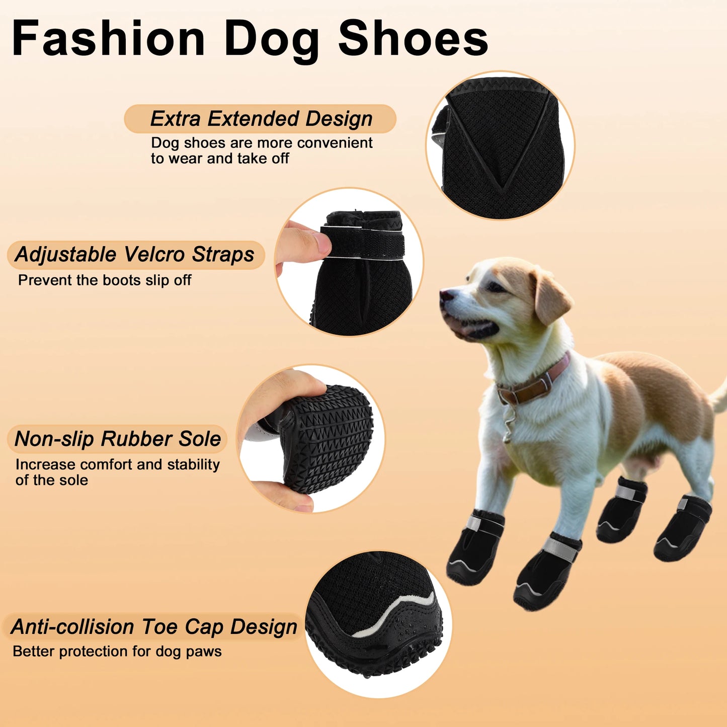 UXCELL 4pcs Fashion Dog Shoes Breathable Dog Boots Paw Protectors Summer Casual Silod Pet Shoes Outdoor Walking Sportwear