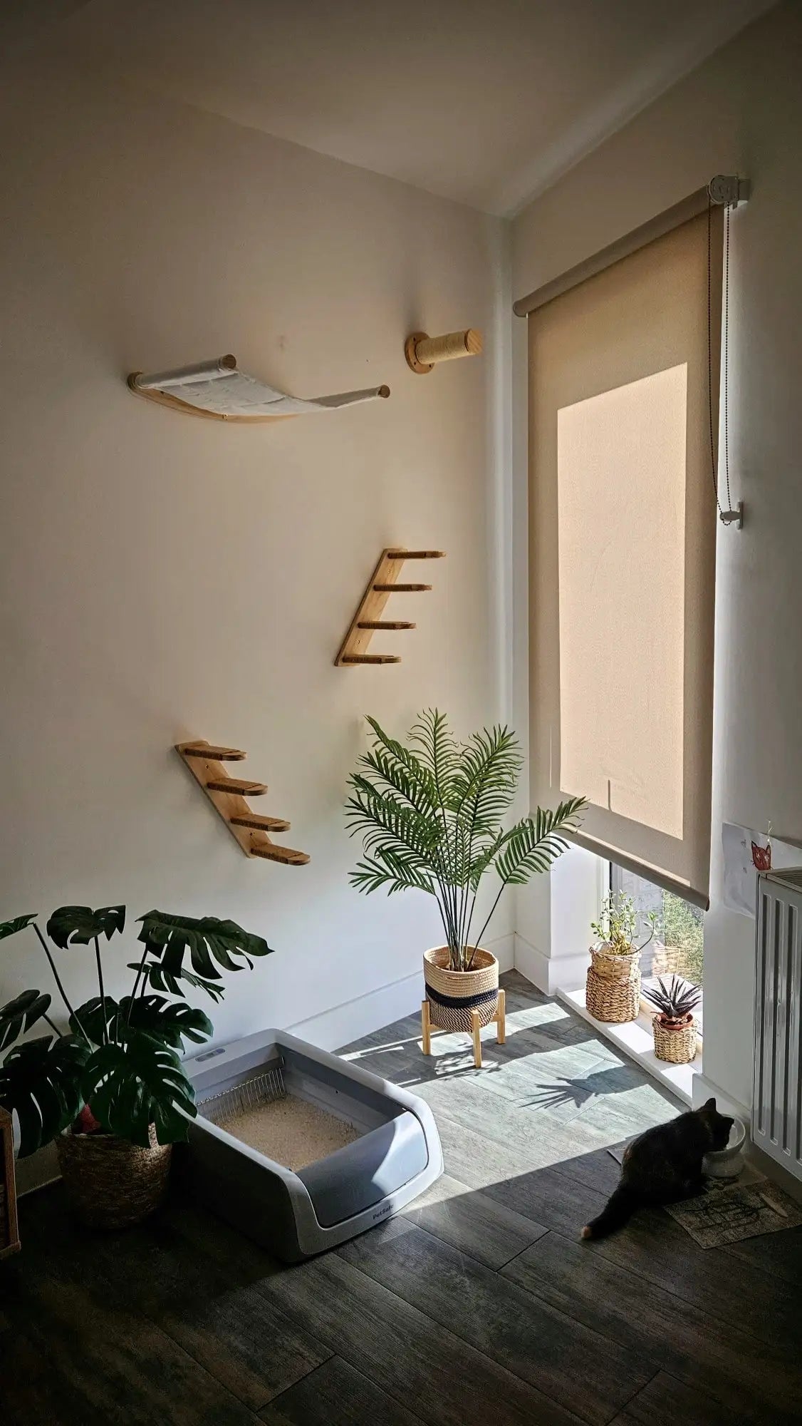 Cat Hammock Cat Tree Wall Mounted Wooden Furniture Scratcher Kitty Beds Perches Stable Cats Wall Shelves For Sleeping Playing