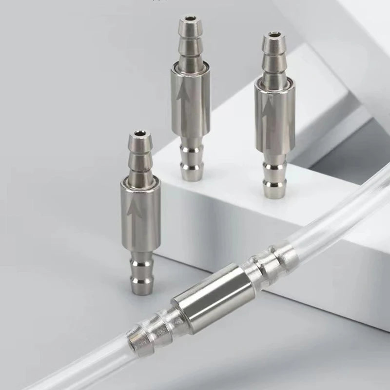 Stainless Steel Fish Aquarium Air Pump Check Valve One Way Non-Return Check Valve Aquarium Co2 System Air Pump Accessories