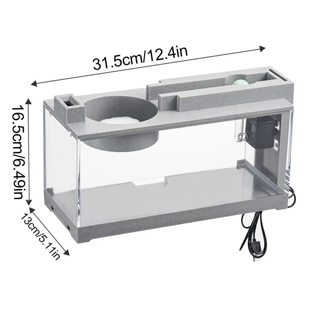 Mini Fish tank Retro Decorative Quiet Desk Aquarium With Water Pump For Turtle Reptile Shrimp Moss Crab Betta office desk decor