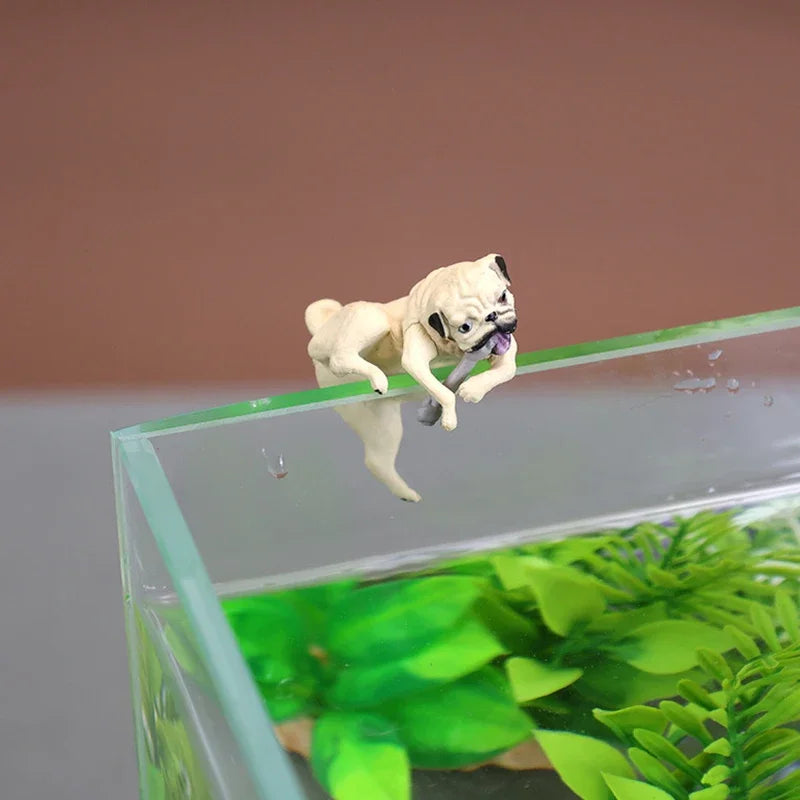 Simulation mini Ornaments Fish Aquarium Decor Artificial pet dogs Fish Tank Decoration Animal Figurine Dollhouse Home Decor