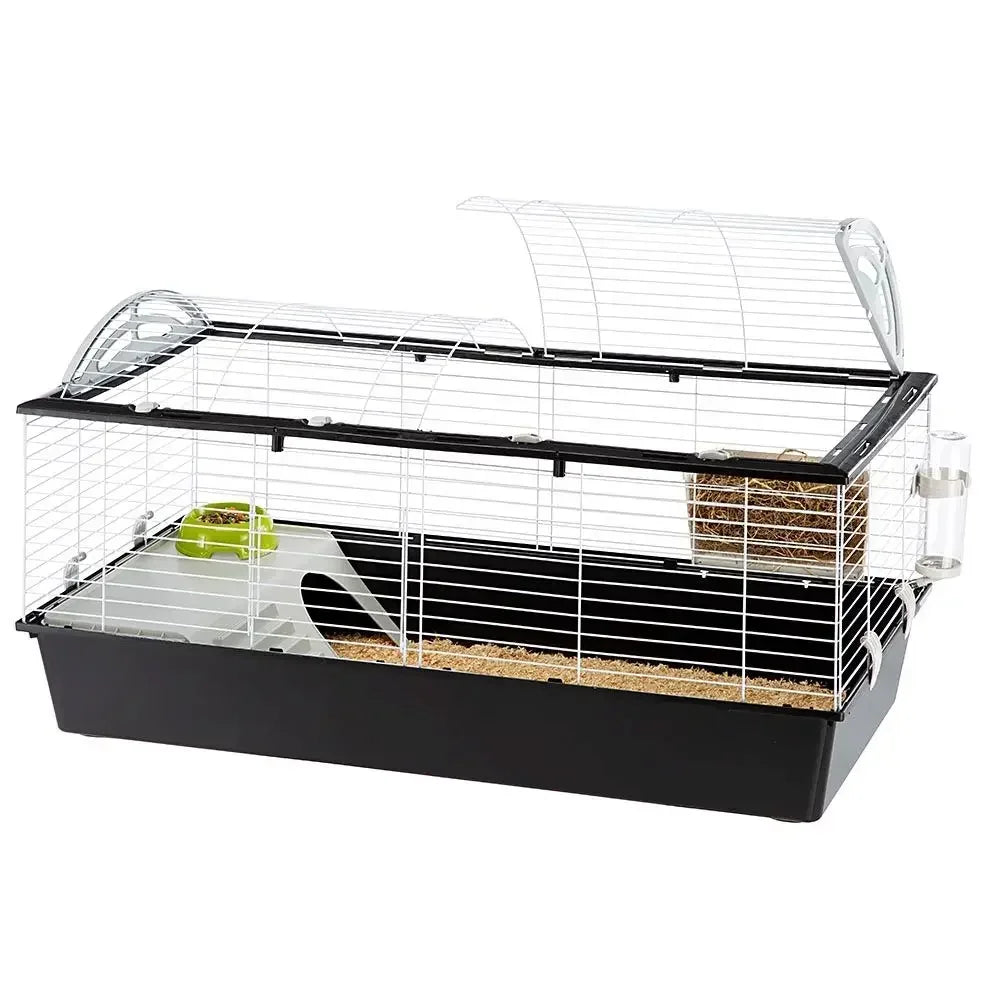 Rabbit Cage CASITA 120, Guinea Pigs Small Animals, Rounded Openable Roof, with Accessories