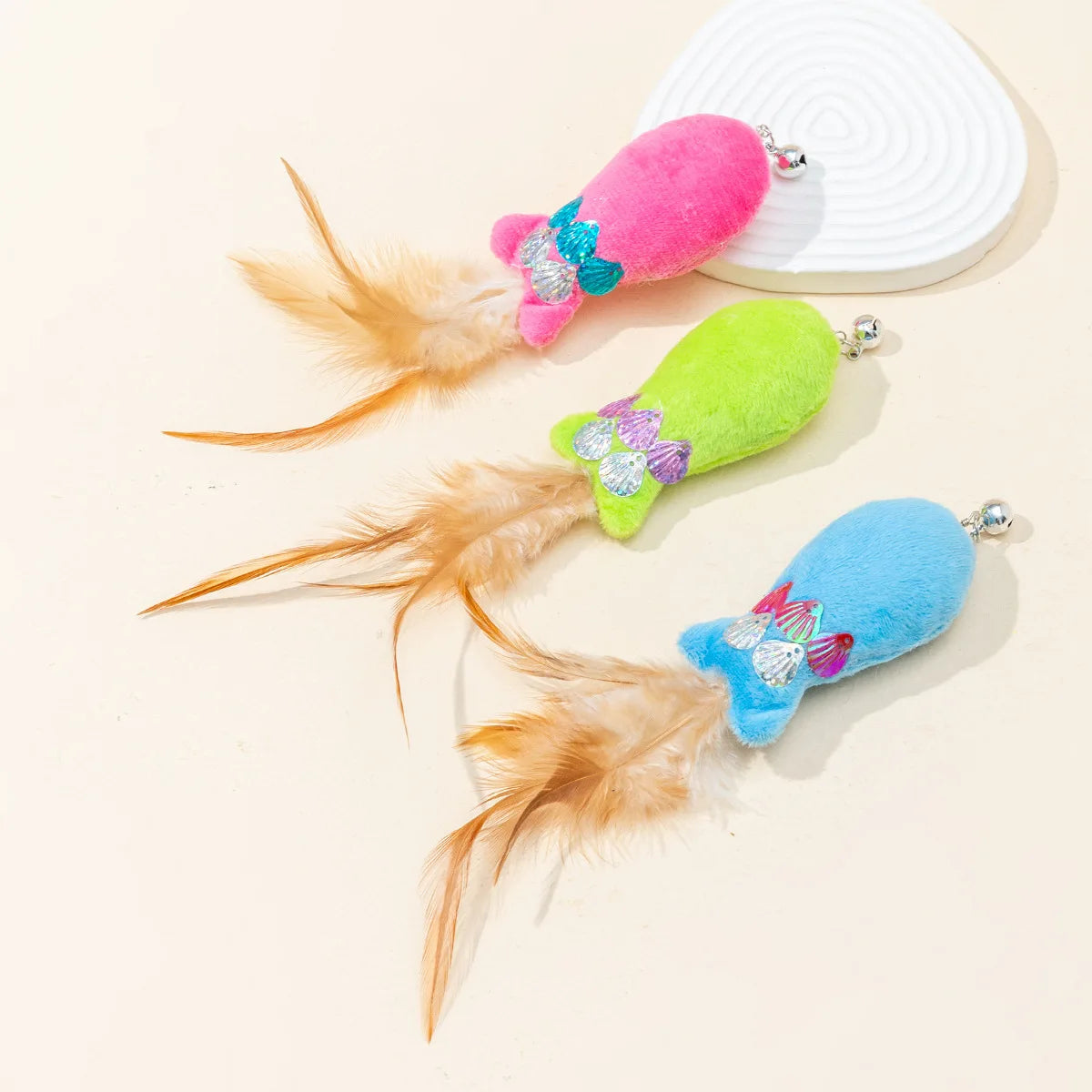 Cat Toy Cat Teaser Sticks Sequin Fish Feather Tail Funny Cat Stick Cat Cat Toy Catnip Doll Pet Supplies