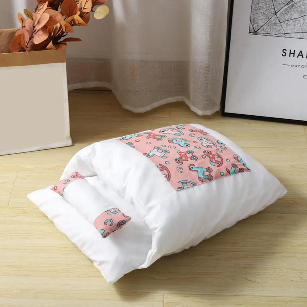 NEW Cat Sleeping Bag Removable Warm Cat Beds Winter Bed Supplies With Dog House Cat Cushion Pet Pillow Cats Nest Sleep Deep X2C5