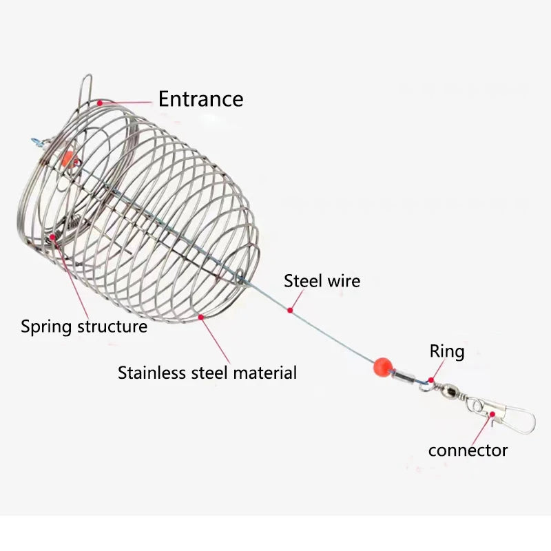Stainless Steel Aquarium Small Fishing Bait Feeder Fish Tank Crystal Shrimp Dry Food Feeding Fishing Lure Cage Trap Basket