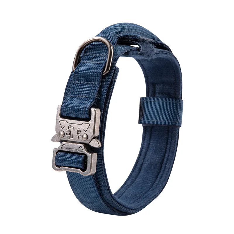 Large Dog Tactical Collar, Soft Padded Adjustable Heavy Duty Military Dog Collar with Control Handle for Medium Large Dogs