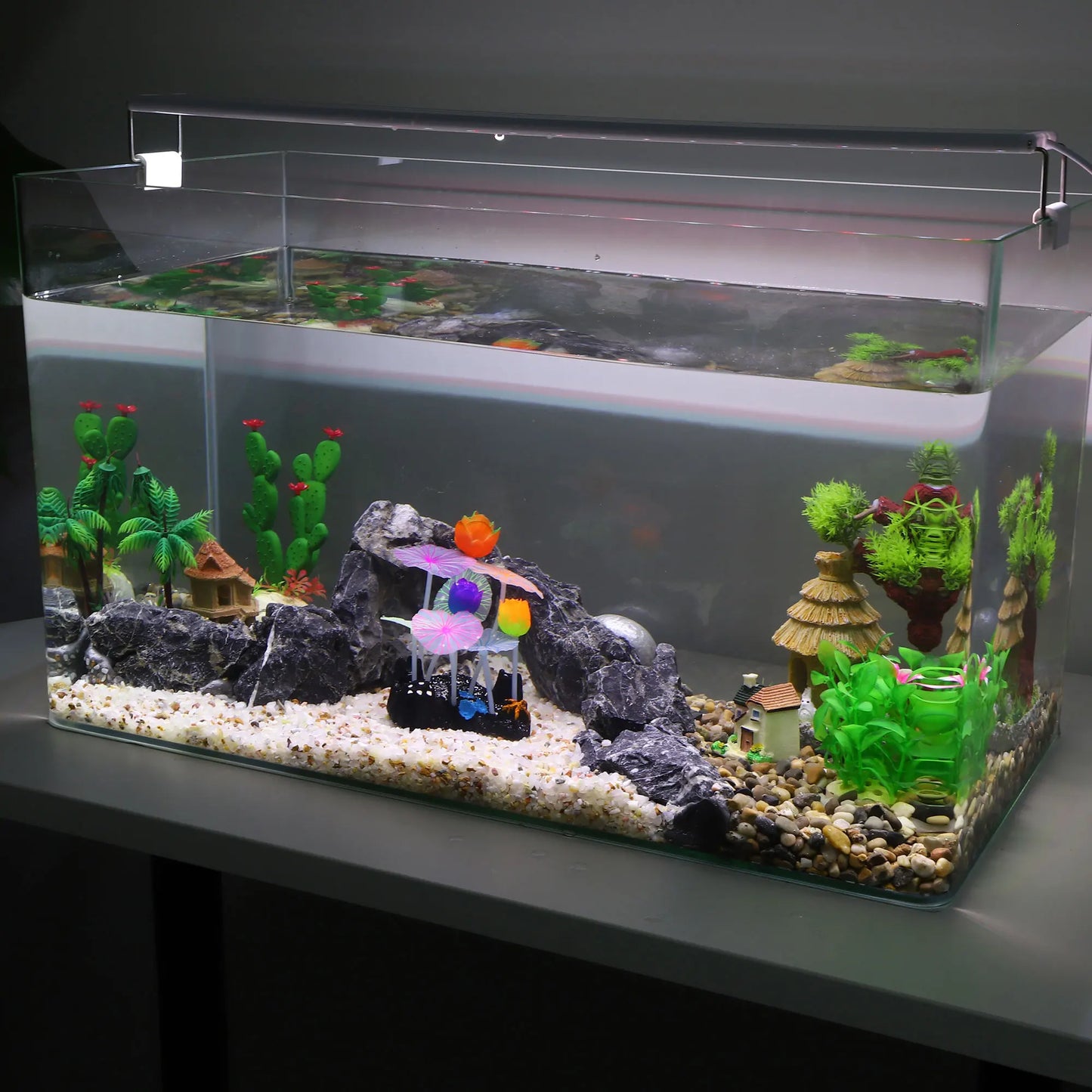 UXCELL Luminous Mushroom Plants Glowing Coral Plastic Artificial Aquarium Fluorescence Deco Ornament Fish Tank Accessories