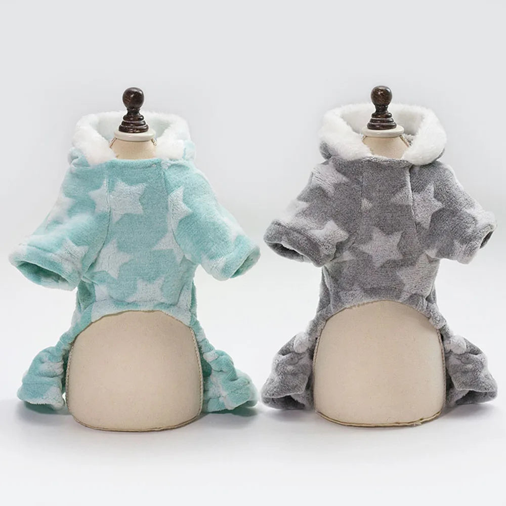 Soft Dog Pajamas Pjs Small Dogs Sweater Warm Doggy Winter Clothes Puppy Jumpsuit Flannel Onesie for Chihuahua Pet Cat Clothing
