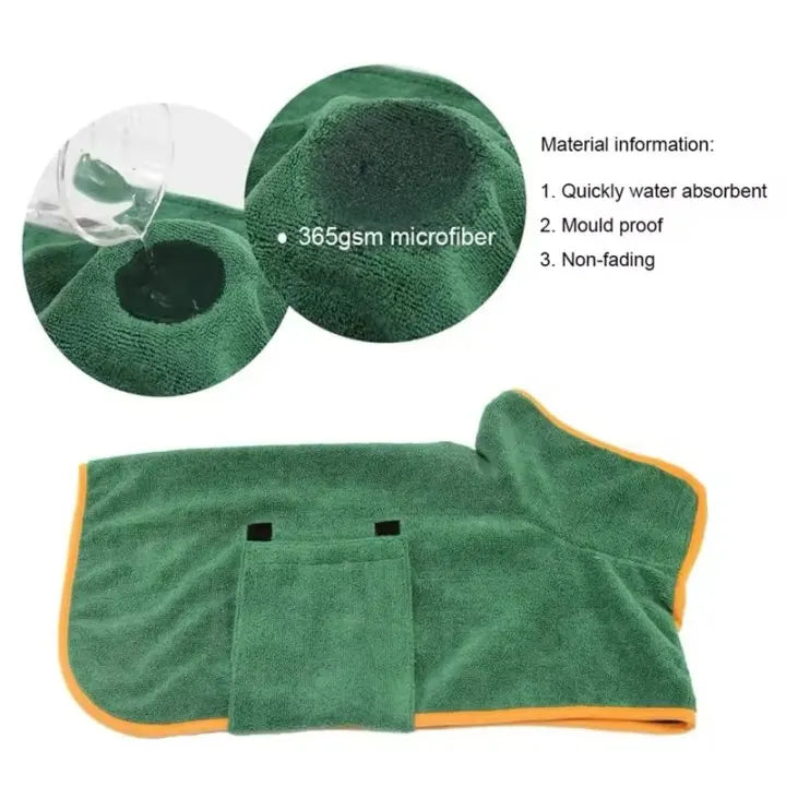 Dog Bathrobe Fast Drying Towel Microfiber Absorbent Soft Bath Robe Adjustable Towel Grooming Coat Dog grooming Pet Accessories