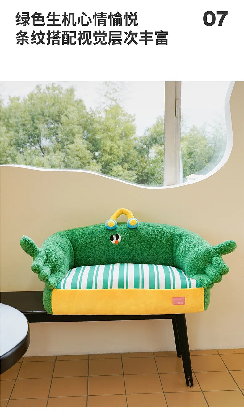 Zeze green lush pet bed cat litter all seasons removable dog litter teddy bear small dog warm sofa