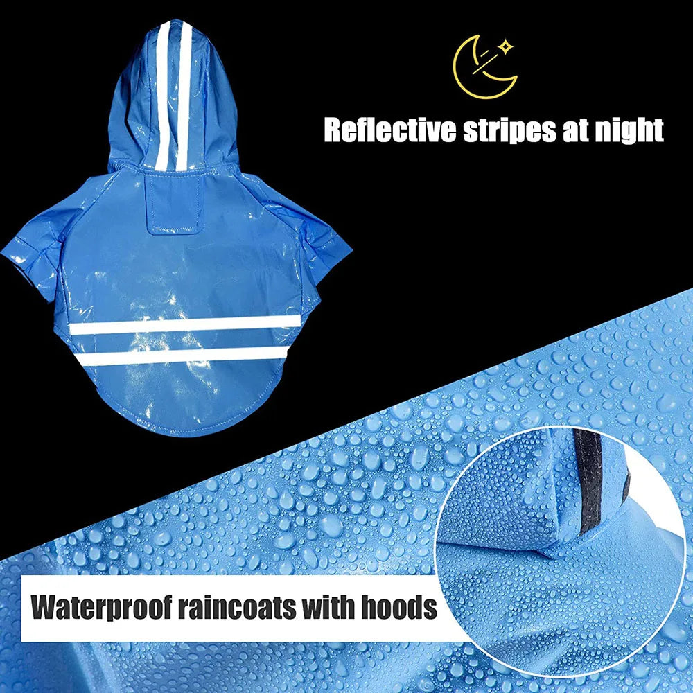 Dog Raincoat Waterproof Puppy Rain Jacket Outdoor Reflective Doggy Raincoat for Small Dogs Cats Pug Poncho Rainwear Pet Clothing