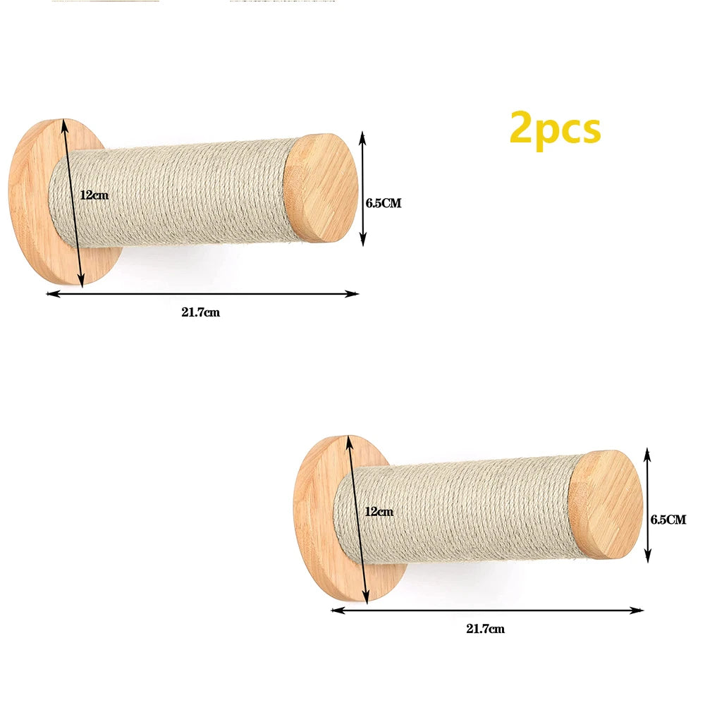 Cat Wall Mounted Wooden Climbing Shelves Cat House and Hammock for Platform and Ladder Turning Channel for Cat Indoor Furniture