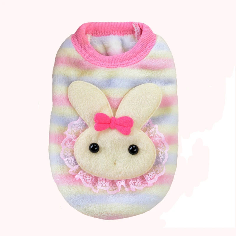 Cartoon Puppy Clothes Winter Warm Flannel Dog Vest Cat Bunny Chihuahua Sweater Cute Soft Mini Pet Apparel for Pig Rabbit Ferret