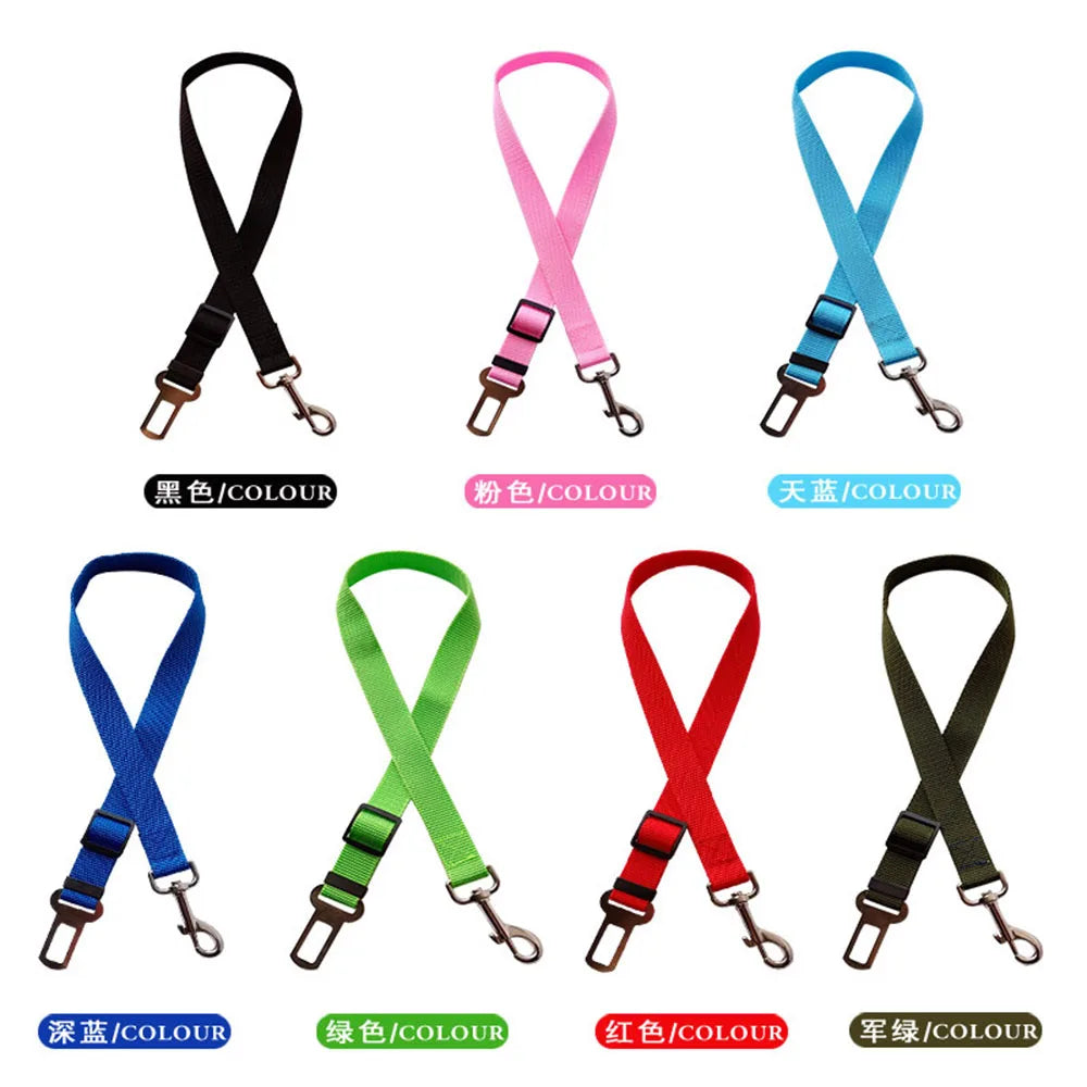 Dog Seat Belt Car Seatbelt Harness for Dogs Adjustable Durable Nylon Reflective Bungee Fabric Tether Car Travel Supplies for Pet