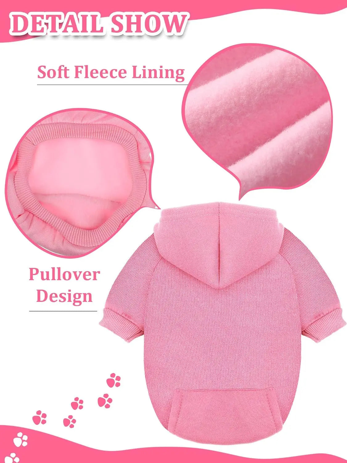 Dog Hoodies Solid Color Sweatshirts with Pocket Pet Pullover Coat Spring Autumn Clothes for Small Dogs, Puppy Cat Sport Costume