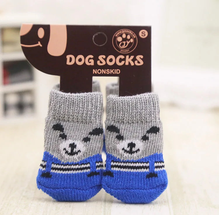 4pcs/Set Dog Shoes For Small Dogs Anti Slip Cat Socks For Cat Cute Dog Socks Pet Chihuahua Dog Clothes Christmas Dog Accessories
