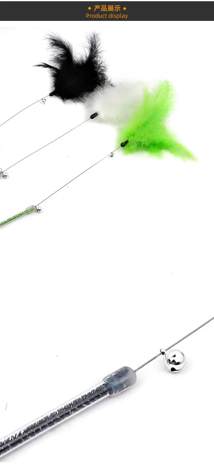 Cat Toy Cat Teaser Sticks Steel Wire Cat Teaser Rod Bell Feather Ball Chicken Feather Cat Teaser Rod Plastic Cat Toys