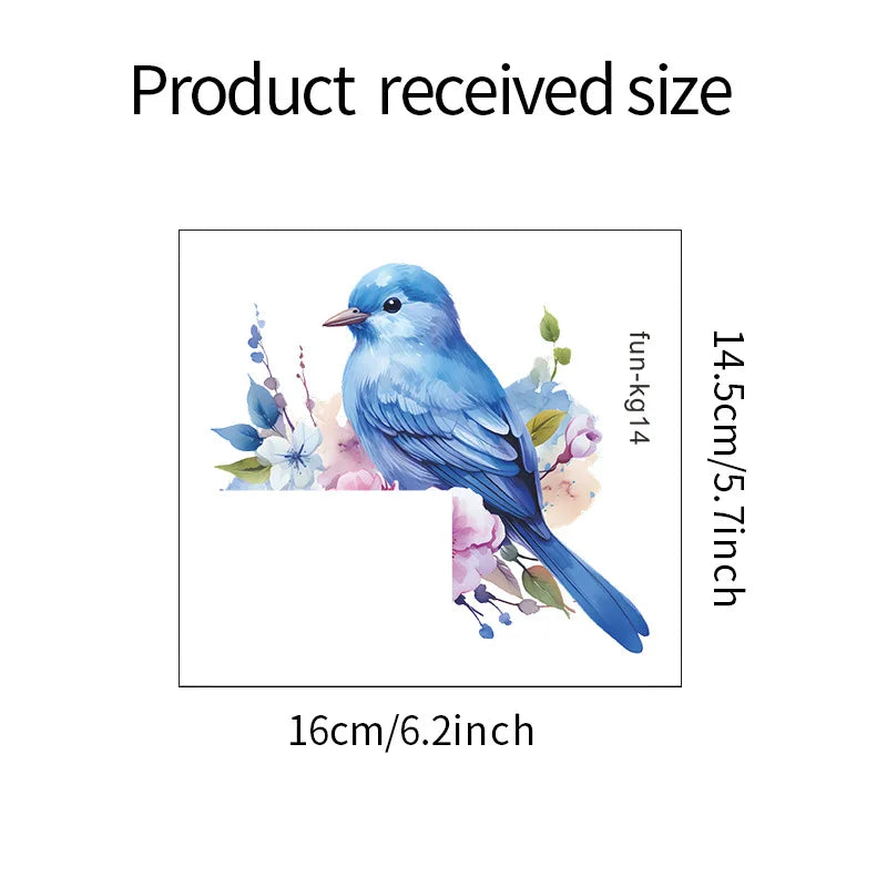 1PC Cartoon Bird Looking At Green Plants And Flowers With Stickers, Decorative Switch Stickers, Home Beautification Background W