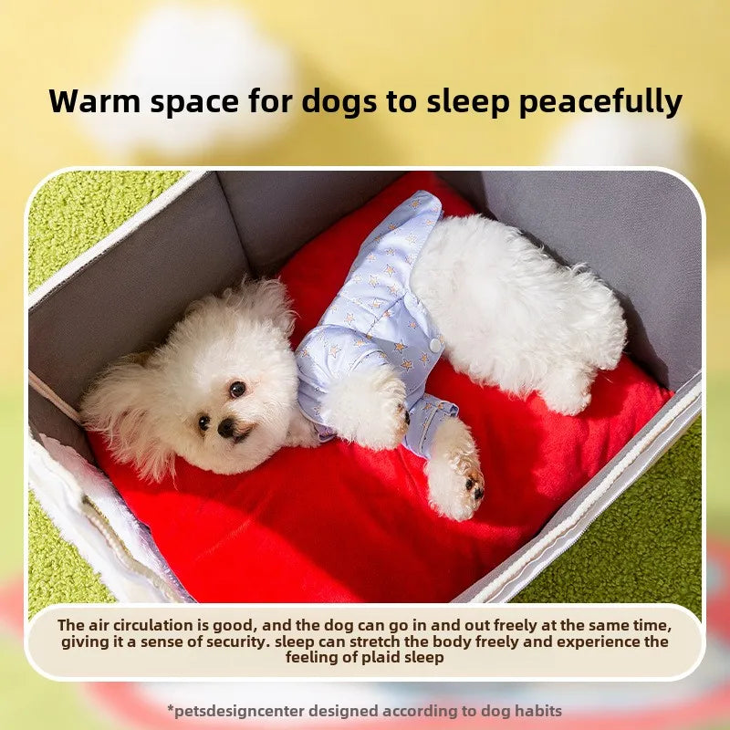 24-Year-old new kennel, small white red top nest, large space, three-dimensional ear nest, cat nest, autumn and winter pet