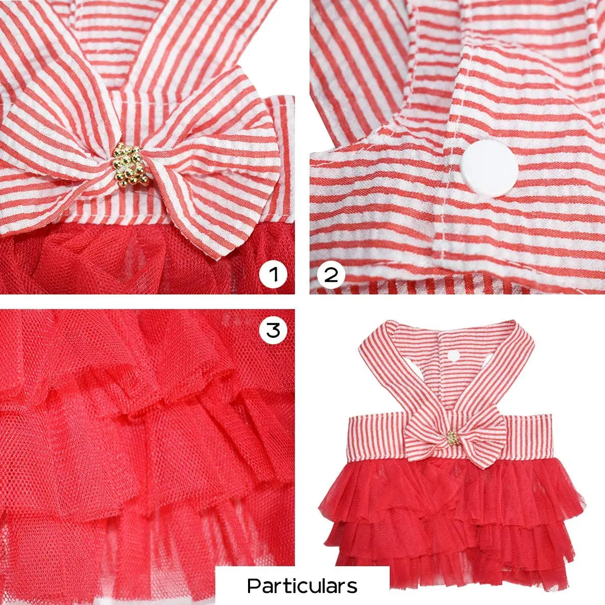 Princess Dog Dress for Small Dogs, Chihuahua Yorkie Layer Stripe Mesh Tutu Skirt Puppy Summer Clothes Pet Bowknot Dresses