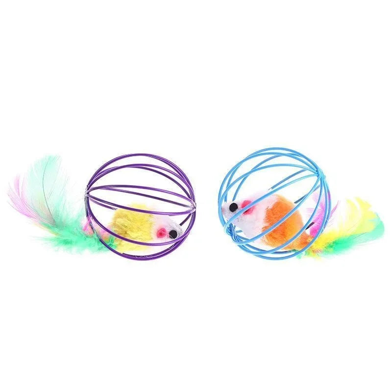 Cat Toy Pet Cat Kitten Playing Mouse Rat Mice Ball Cage Toys Pet Supplies Random Color аксесуари для котів