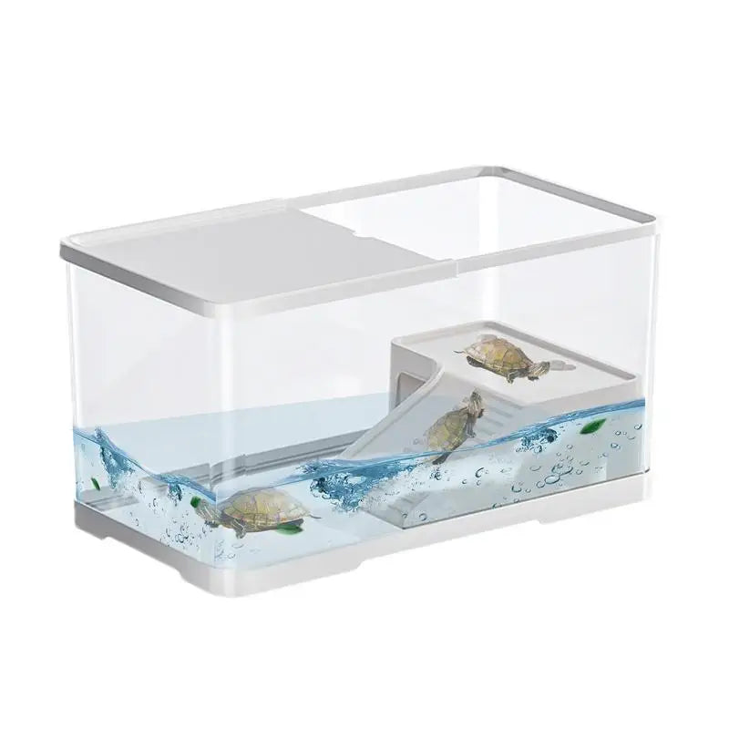 Turtle Tank Reptile Tank with Basking Platform Aquatic Tortoise Aquarium Reptile Habitat Tortoise Aquarium Habitat Turtle Carry