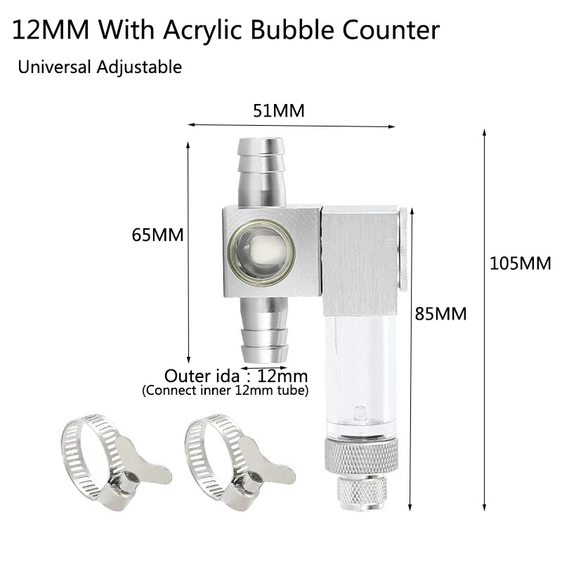 Metal Aquarium CO2 External atomizer, with bubble counter atomizer, super diffuser outside the fish tank, for aquatic plants
